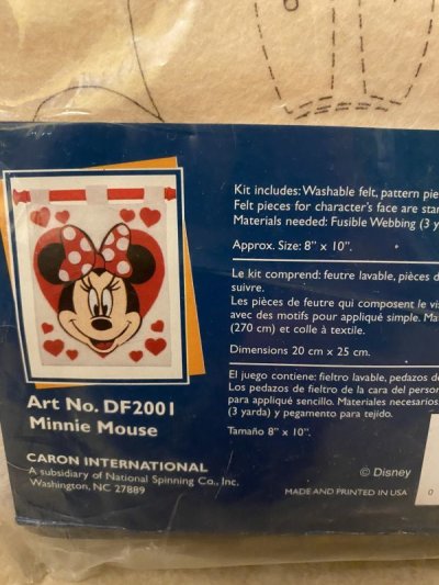 画像1: Disney Minnie Mouse Fabric Applique Kit ディズニー　ミニーマウスのアップリケキット