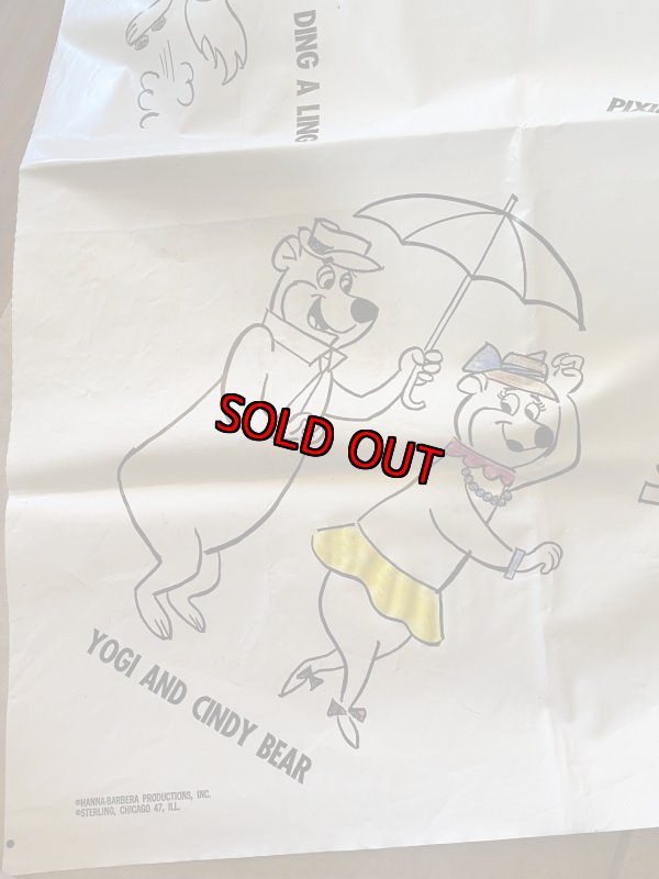 画像3: Hanna 　Barbera Yogi Bear Coloring Table Clothes ハンナバーベラ　ヨギベア の色塗りテーブルクロス (3)