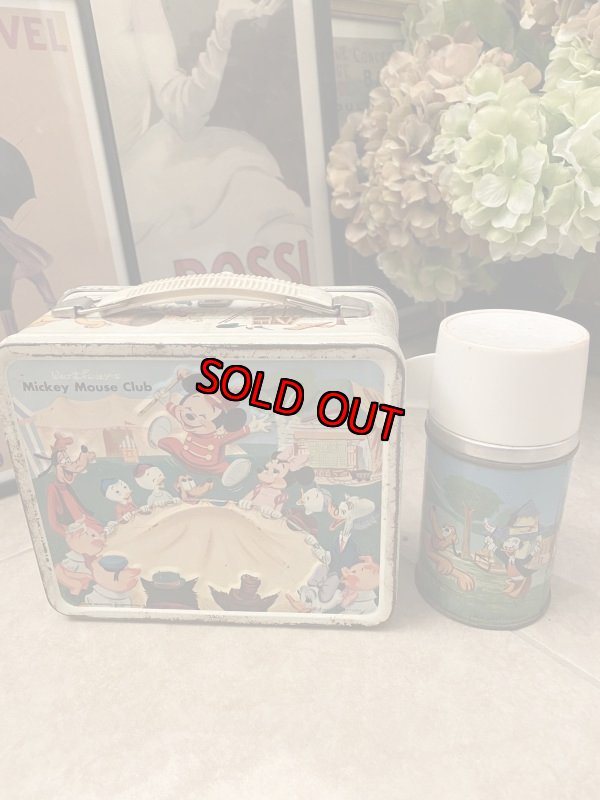 画像3: Mickey Mouse Club Tin Lunch Box With Thermos ミッキーマウスクラブのティン製　ランチボックス 水筒付き、60年代 (3)
