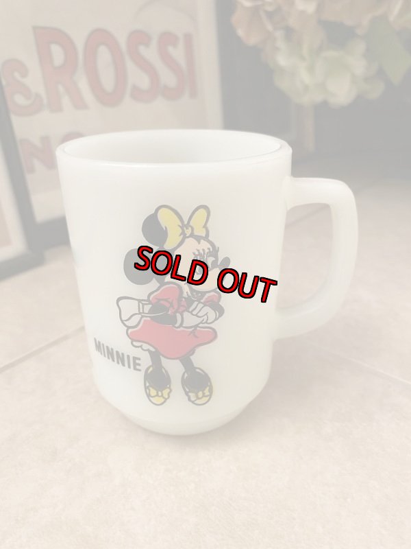 画像1: Fire King Disney Minnie Mouse Mug ファイヤーキング　ディズニー　ミニーマウス　ミルクグラス (1)