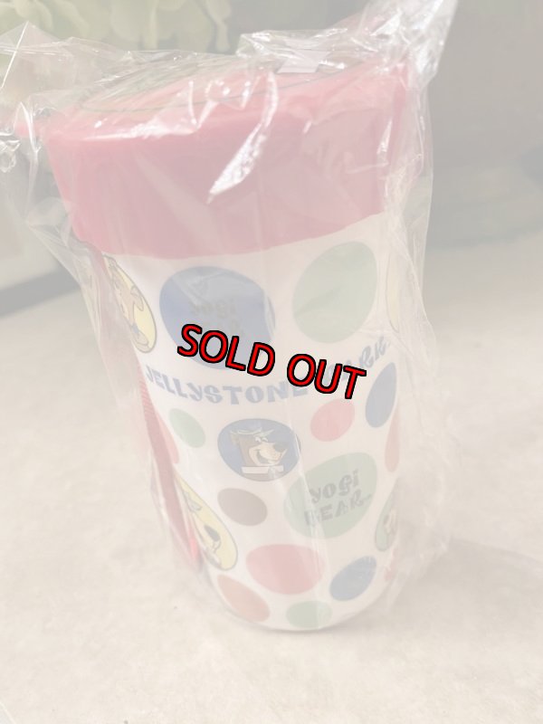 画像3: Hanna Barbera Yogi Bear Park Plastic  Red Lid Drink Bottle / ヨギベア パーク　赤い蓋　ストラップ付　ドリンクボトル (3)