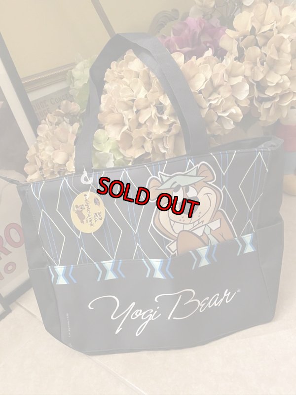 画像1: Hanna 　Barbera Yogi Bear Park Black Tote Bag /ハンナバーベラ　ヨギベア　パーク　黒いトート　バッグ (1)