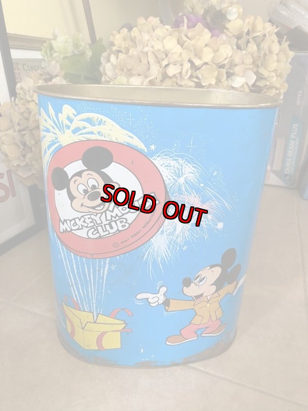 画像1: Disney Mickey Mouse Club  Tin Trash Can / ディズニーのミッキーマウスクラブ　ティン製　ゴミ箱　　70年代 (1)