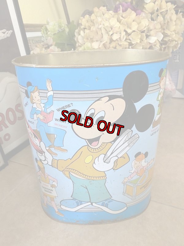 画像3: Disney Mickey Mouse Club  Tin Trash Can / ディズニーのミッキーマウスクラブ　ティン製　ゴミ箱　　70年代 (3)