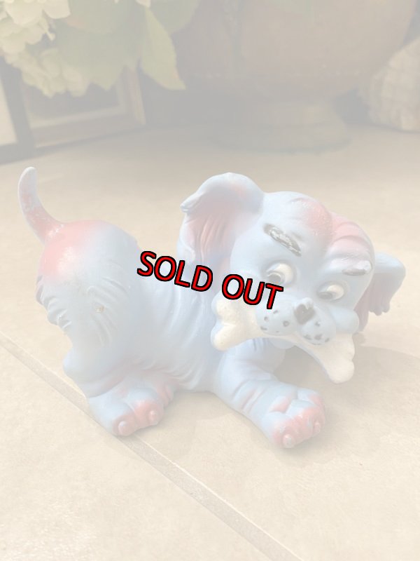 画像1: Blue Small Dogt Vinyl Squeak Doll / ブルーの小さな犬、ソフビ、ラバードール　 (1)