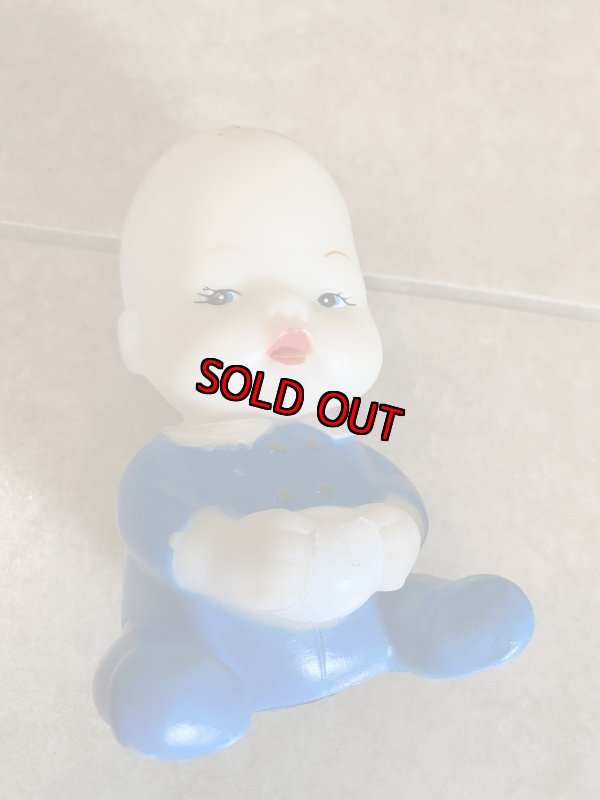 画像6: Blue Cloth Baby Boy Vinyl Squeak Doll / ブルーの洋服の男の子の赤ちゃん、ソフビ、ラバードール　 (6)