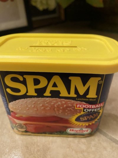 画像1: Spam Ham Tin Can Coin bank　With Lid  / 蓋付きスパム缶　、ティン製の貯金箱
