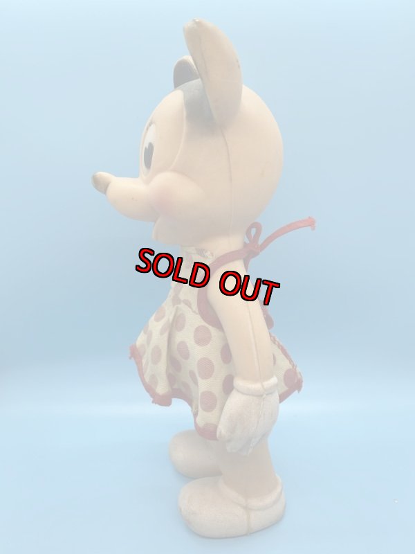 画像2: Disney  Sun Rubber Minnie Mouse Vinyl Squeak  Doll  With Dot Cloth / ディズニー　ミニーマウス　サンラバー　スクィーキードール (2)