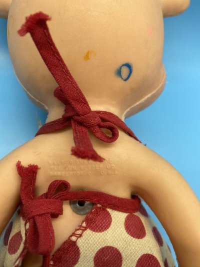 画像1: Disney  Sun Rubber Minnie Mouse Vinyl Squeak  Doll  With Dot Cloth / ディズニー　ミニーマウス　サンラバー　スクィーキードール