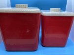 画像3: Red Plastic  Canister　With Lid  Set　Of 6 / レッド　プラスチック製　蓋付きキャニスター　6個セット　50‘s (3)