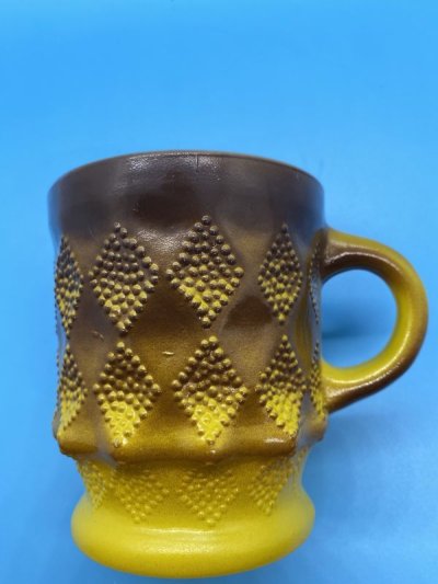 画像1: Fire King Yellow & Brown Kimberly  Mug / ファイヤーキング　キンバリー　イエロー＆ブラウン　マグ　(B)