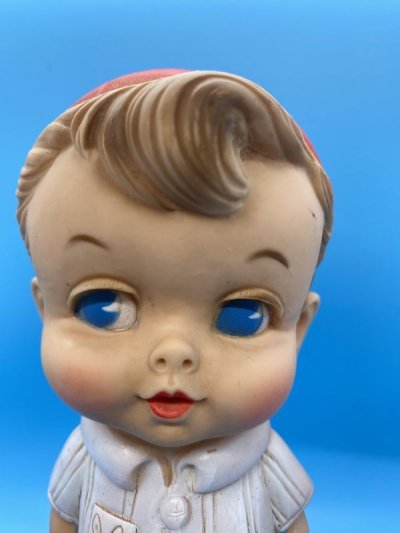 画像1: White Shirt、Blue Pants Boy Edward Mobley Vinyl Squeak Doll 1958 / 白シャツ,ブルーパンツの男の子、エドワード　モブレイ社　ソフビ、ラバードール　50年代