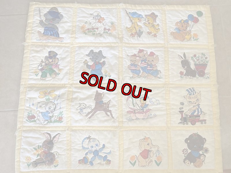 画像1: Appriques  Fabric Blanket / アップリケ　キルト　ブランケット (1)