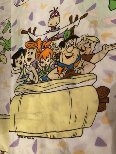 画像1: Hanna Barbera Flintstones Flat  Sheet 1994 / ハンナバーベラ、フリントストーンズのフラットシーツ(A)