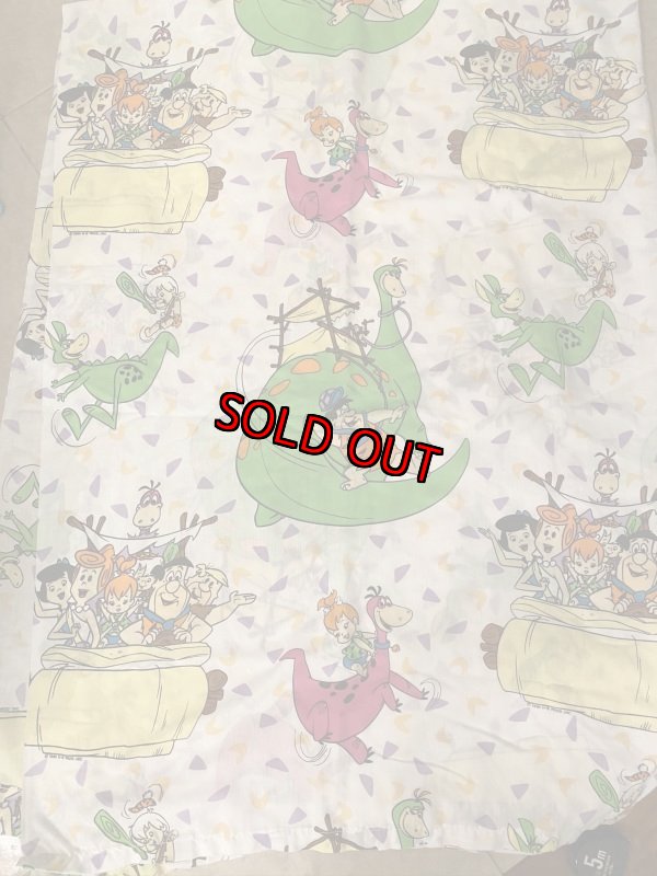 画像1: Hanna Barbera Flintstones Flat  Sheet 1994 / ハンナバーベラ、フリントストーンズのフラットシーツ(A) (1)