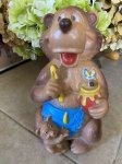 画像1: Brown Bear  Plastic coin bank Bankers systems / 茶色のクマの親子、プラスチック製　貯金箱 (1)
