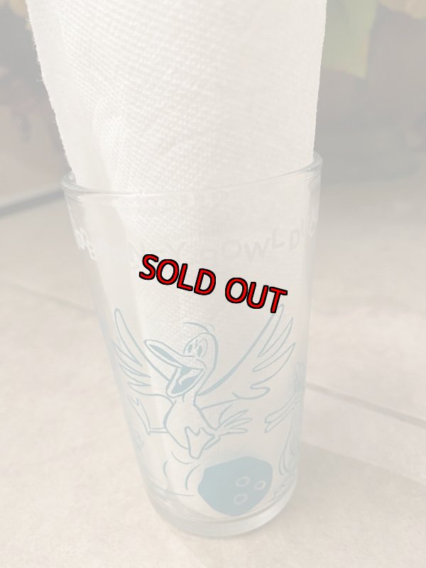 画像2: Hanna Barbera Flintstones Fred & Barney Blue  Bowl Duck Pins Glass 1962  /  フリントストーン ブルー、フレッド&バーニー　ボーリング　グラス　 (D) (2)