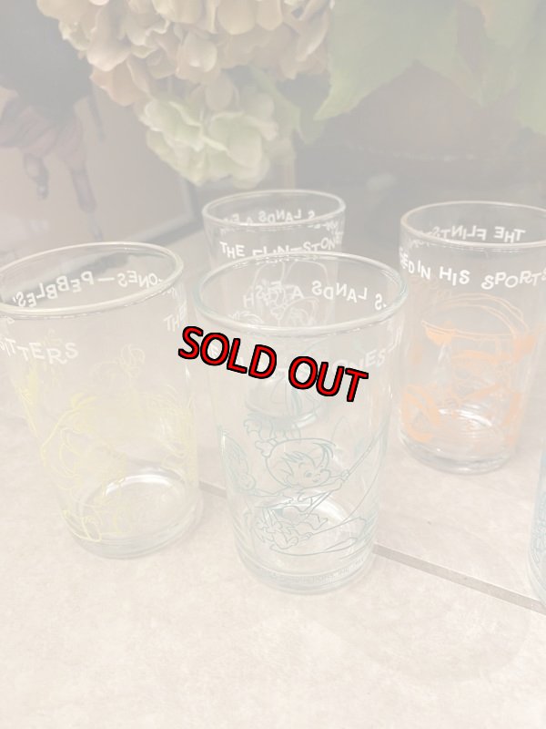 画像7: Hanna Barbera Flintstones Orange Fred Sports Car Glass  1962 /  フリントストーン、　オレンジフレッド、スポーツカー　グラス　(F) (7)