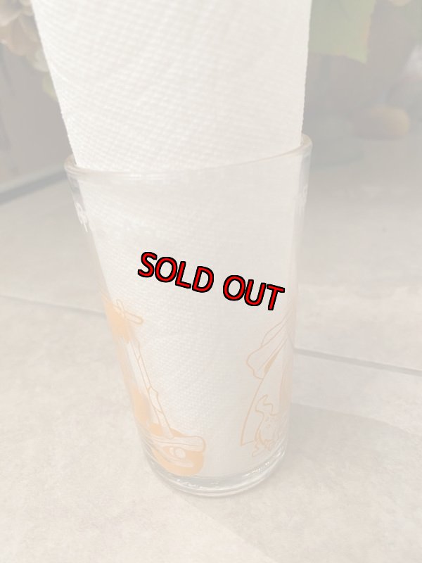 画像2: Hanna Barbera Flintstones Orange Fred Sports Car Glass  1962 /  フリントストーン、　オレンジフレッド、スポーツカー　グラス　(F) (2)