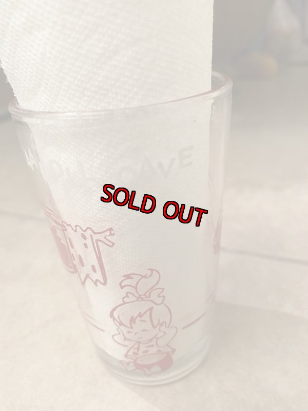 画像4: Hanna Barbera Flintstones Red Fred Builds a Doll Cave Glass 1963  /  フリントストーン、赤いフレッド、ドールケイブ　グラス　(J) (4)