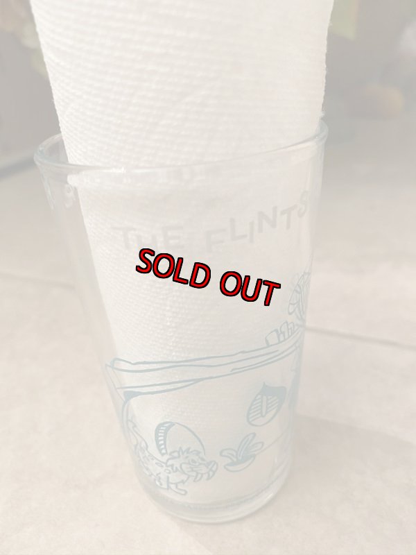 画像3: Hanna Barbera Flintstones Fred & Barney Blue  Bowl Duck Pins Glass 1962  /  フリントストーン ブルー、フレッド&バーニー　ボーリング　グラス　 (D) (3)