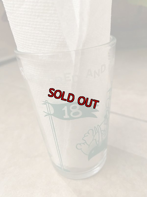 画像4: Hanna Barbera Flintstones Green Fred&Barney Play Golf Glass 1962 /  フリントストーン　グリーン、フレッド＆バーニー　ゴルフグラス　(H) (4)