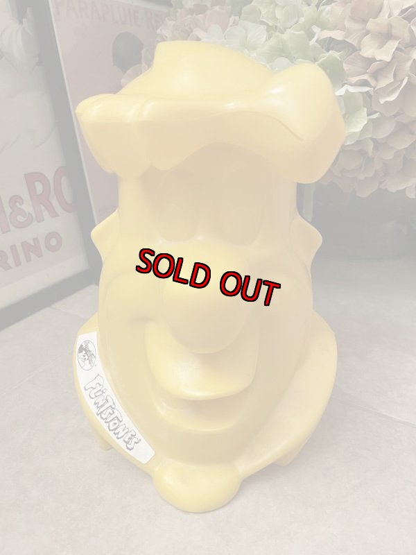 画像2: Hanna Barbera Flintstones Fred Yellow Plastic Face Jar  / フリントストーン　フレッド　プラスチック製　イエローフェイスジャー (2)