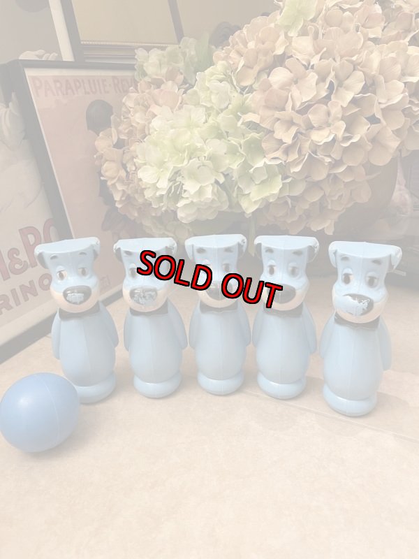 画像1: Hanna Barbera Huckleberry Hound  Bowling Pin 5 Set With Ball  /　ハンナバーベラ　ハックルベリーハウンド　ボーリングピン5セットとボール付き (1)