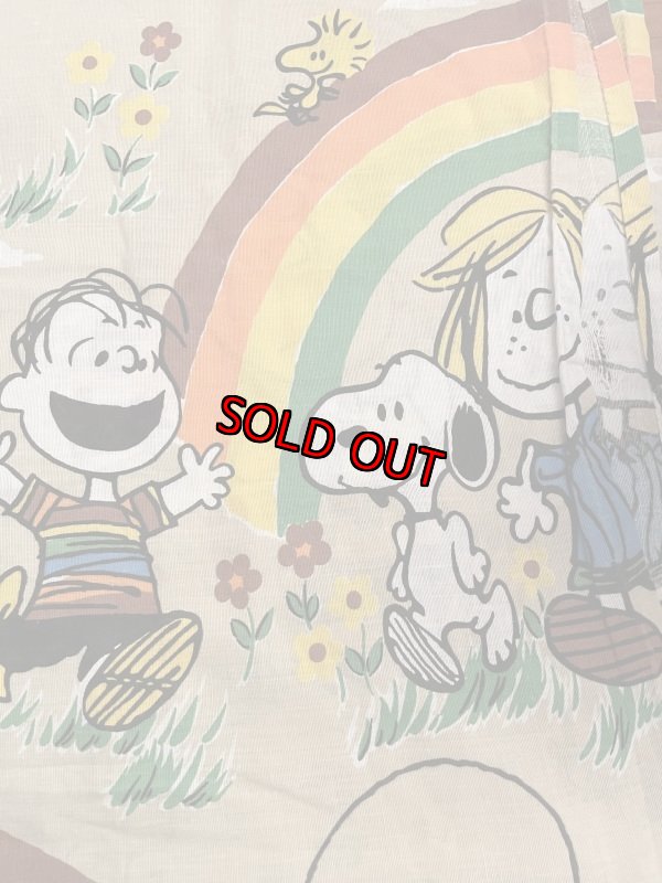 画像3:  Soopy Peanuts fabric Sheet Brown 60s (B) / スヌーピー　シーツ　生地　 (3)