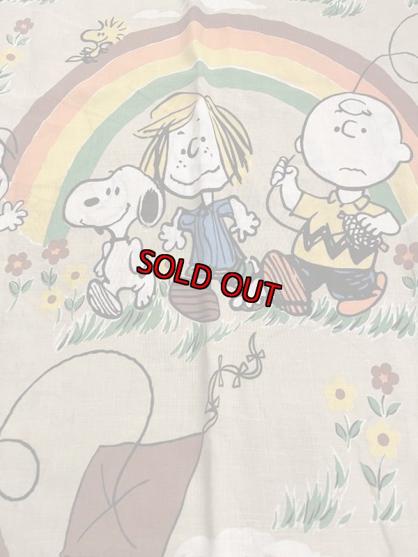 画像2:  Soopy Peanuts fabric Sheet Brown 60s (B) / スヌーピー　シーツ　生地　 (2)