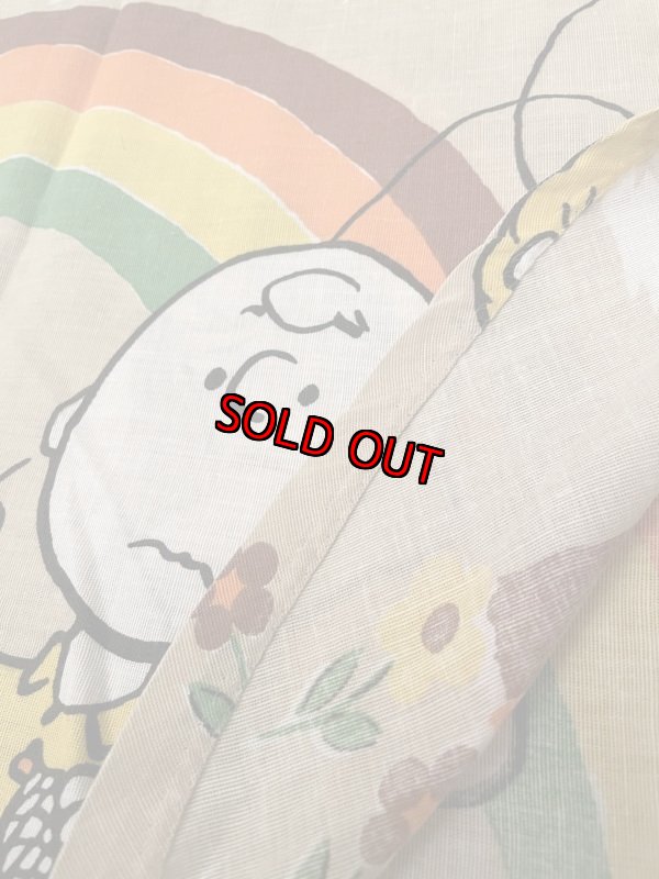 画像6:  Soopy Peanuts fabric Sheet Brown 60s (B) / スヌーピー　シーツ　生地　 (6)
