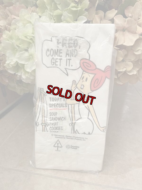 画像2: Hanna Barbera  Flintstones White Fred & Wilma Paper Lunch Bags 1990 / フリントストーン　白のフレッド&ウィルマ　紙製　ランチバッグセット (2)