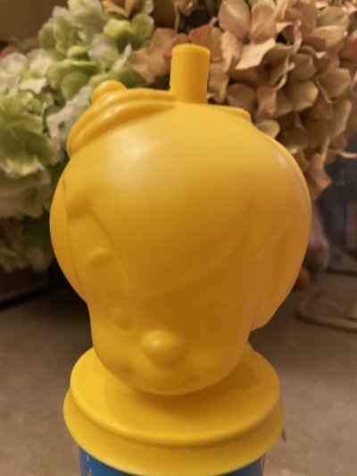 画像1: Hanna Barbera Flintstones plastic Yellow Bamm Bamm drink bottle 1994 / レア!! フリントストーンズ バンバン プラスチック製のドリンクボトル