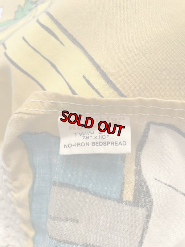 画像5: Hanna Barbera Flintstones Yellow Bed Spread Fabric Sheets / ハンナバーベラ、フリントストーンズのベッドカバー (5)