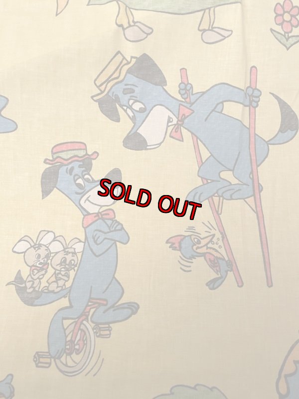 画像2: Hanna Barbera Huckleberry Hound  Flat Sheet  Yellow / ハンナバーベラ レア!! ハックルベリーハウンド フラットシーツ (2)