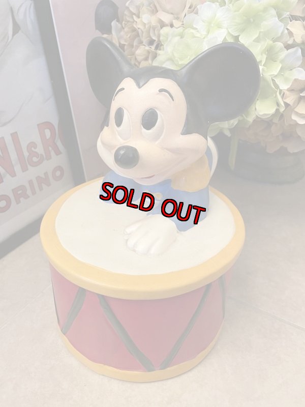 画像1: Disney Mickey Mouse With Drum California Originals Ceramic Cookie Jar  1977  / ディズニーのミッキーマウスとドラム　陶器製　クッキージャー　 (1)