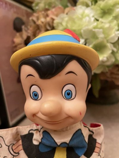画像1: Disney Pinocchio Yellow Hat  Rubber Face hand puppet / ディズニー　ピノキオ　ラバーフェイス　ハンドパペット　