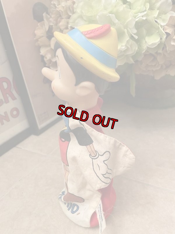 画像2: Disney Pinocchio Yellow Hat  Rubber Face hand puppet / ディズニー　ピノキオ　ラバーフェイス　ハンドパペット　 (2)
