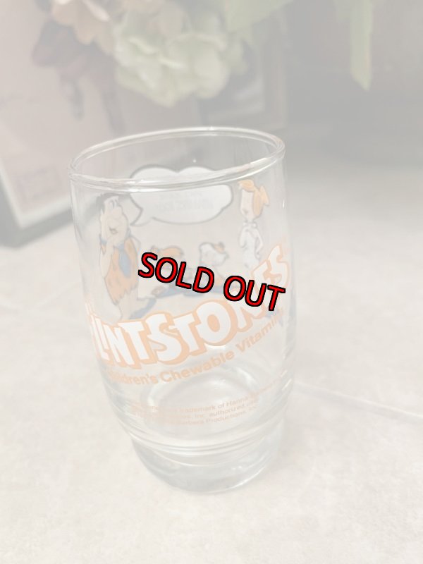 画像2: Hanna Barbera Flintstones  Kids  Vitamins Glass  1985   /  フリントストーン、子供用ビタミン　グラス　(J) (2)