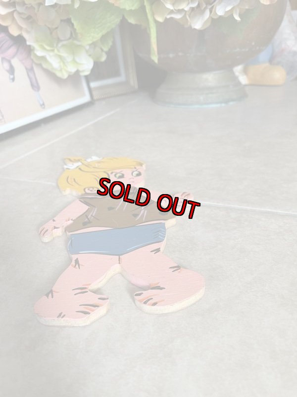 画像5: Flintstones Pebbles wooden wall Deco   / フリントストーン　ペブルス　木製　壁掛け　ハンドメイド (5)