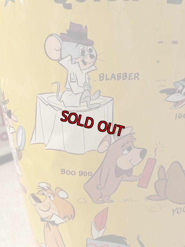 画像6: Hanna Barbera Hucklebrry Houned Yogi Bear Tin Trash Can / ハックルベリーハウンド　ヨギベア のアルミ製、メタル製のゴミ箱、トラッシュカン (6)