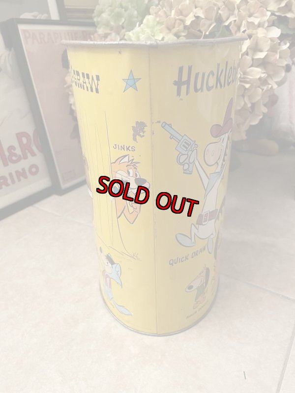 画像4: Hanna Barbera Hucklebrry Houned Yogi Bear Tin Trash Can / ハックルベリーハウンド　ヨギベア のアルミ製、メタル製のゴミ箱、トラッシュカン (4)