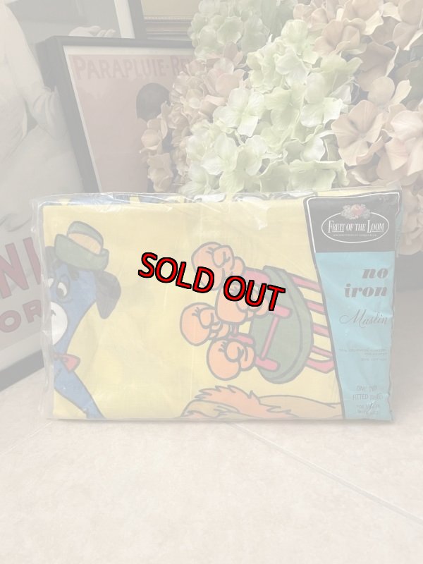 画像3: Hanna Barbera Huckleberry Hound Box  Sheet Yellow dead stock　/ ハンナバーベラ　レア！未開封！！　袋入りハックルベリーハウンド　ボックスシーツ (3)