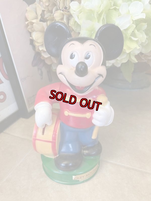 画像1: Disney Mickey Mouse  Drum Vinyl doll coin bank / ディズニーのミッキーマウス　ドラム　プラスチック製　貯金箱 (1)