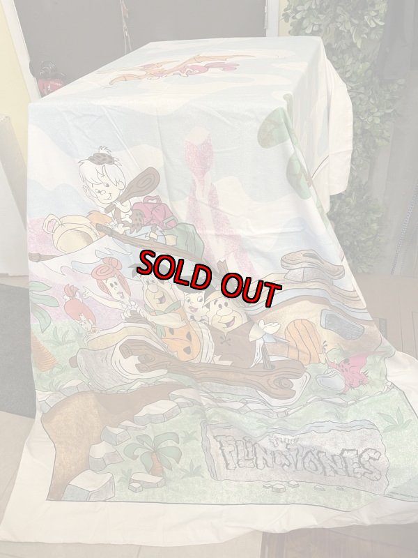 画像1: Hanna Barbera Flintstones Duvet Fabric Sheets 80-90‘s / ハンナバーベラ、フリントストーンズの布団カバー (1)
