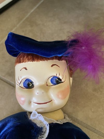 画像1: Ceramic Navy cloth doll 50’s / 陶器製ネイビーベルベット服　人形、ドール