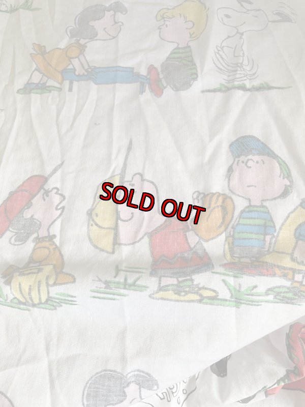 画像4:  Snoopy fabric Box Sheet 1971 / スヌーピー　ボックスシーツ　白生地 (4)