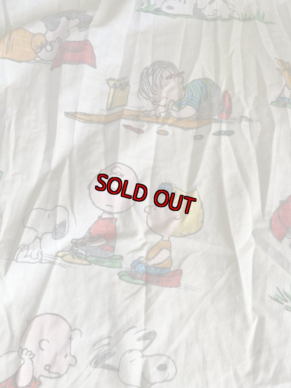 画像5:  Snoopy fabric Box Sheet 1971 / スヌーピー　ボックスシーツ　白生地 (5)