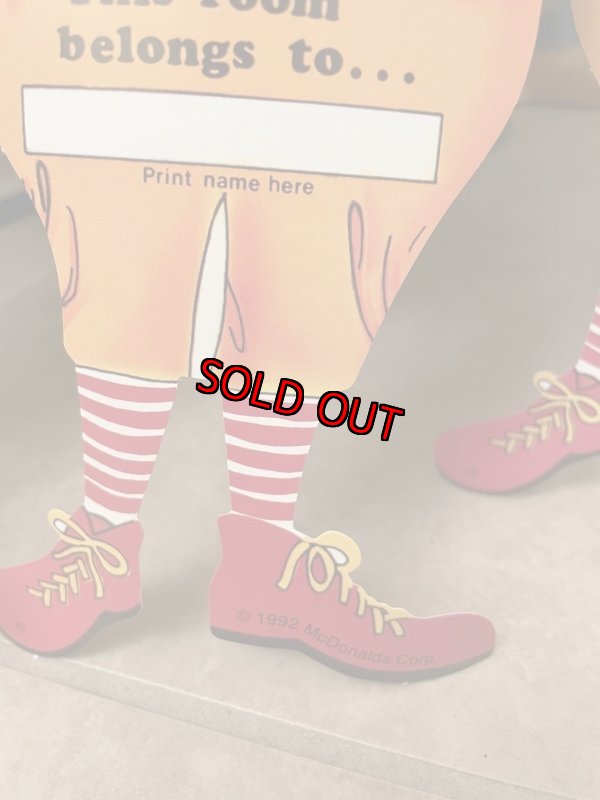 画像3: McDonald’s Ronald paper Door Hanger Set if 3  1992 / マクドナルドのロナルド　紙製　ドアハンガー3枚セット (3)