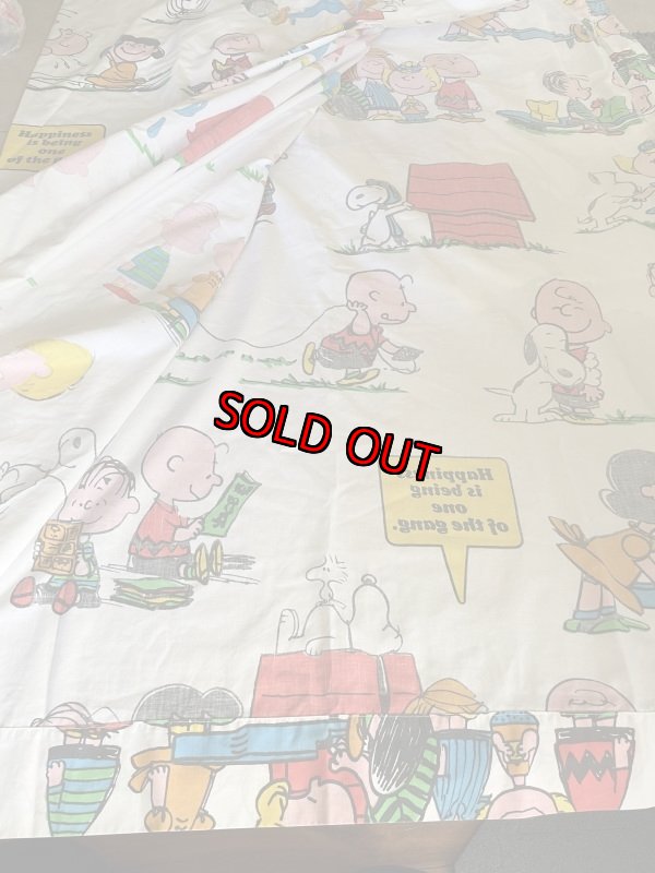 画像5:  Snoopy fabric Flat Sheet 1971 / スヌーピー　フラットシーツ　白生地 (5)